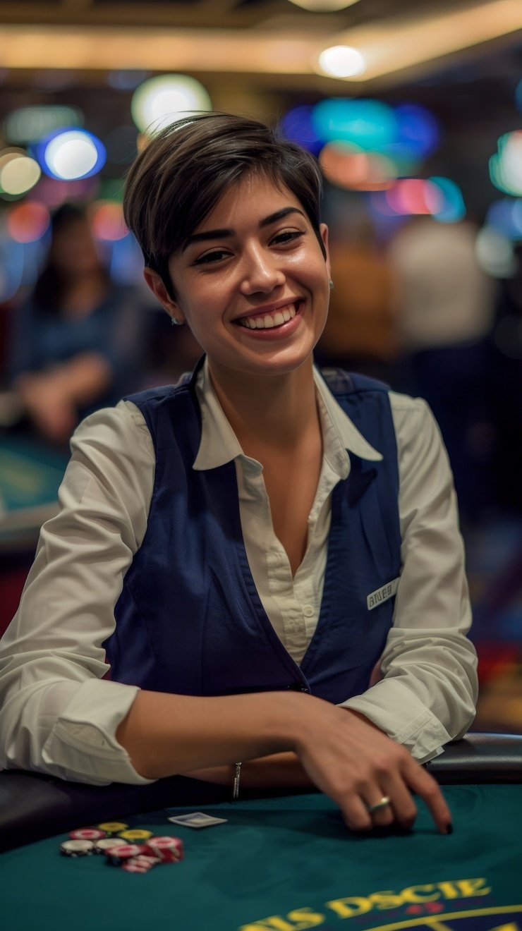 Meja Casino Hold'em asd88bet dengan kartu hole dan area taruhan yang jelas terlihat